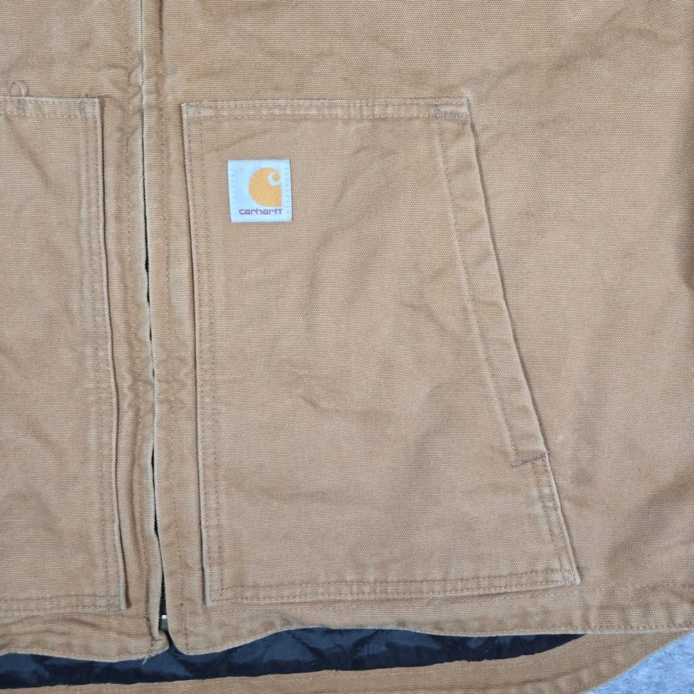 Carhartt Mens Brown Duck Canvas Quilted Lined Workwear Vest XL